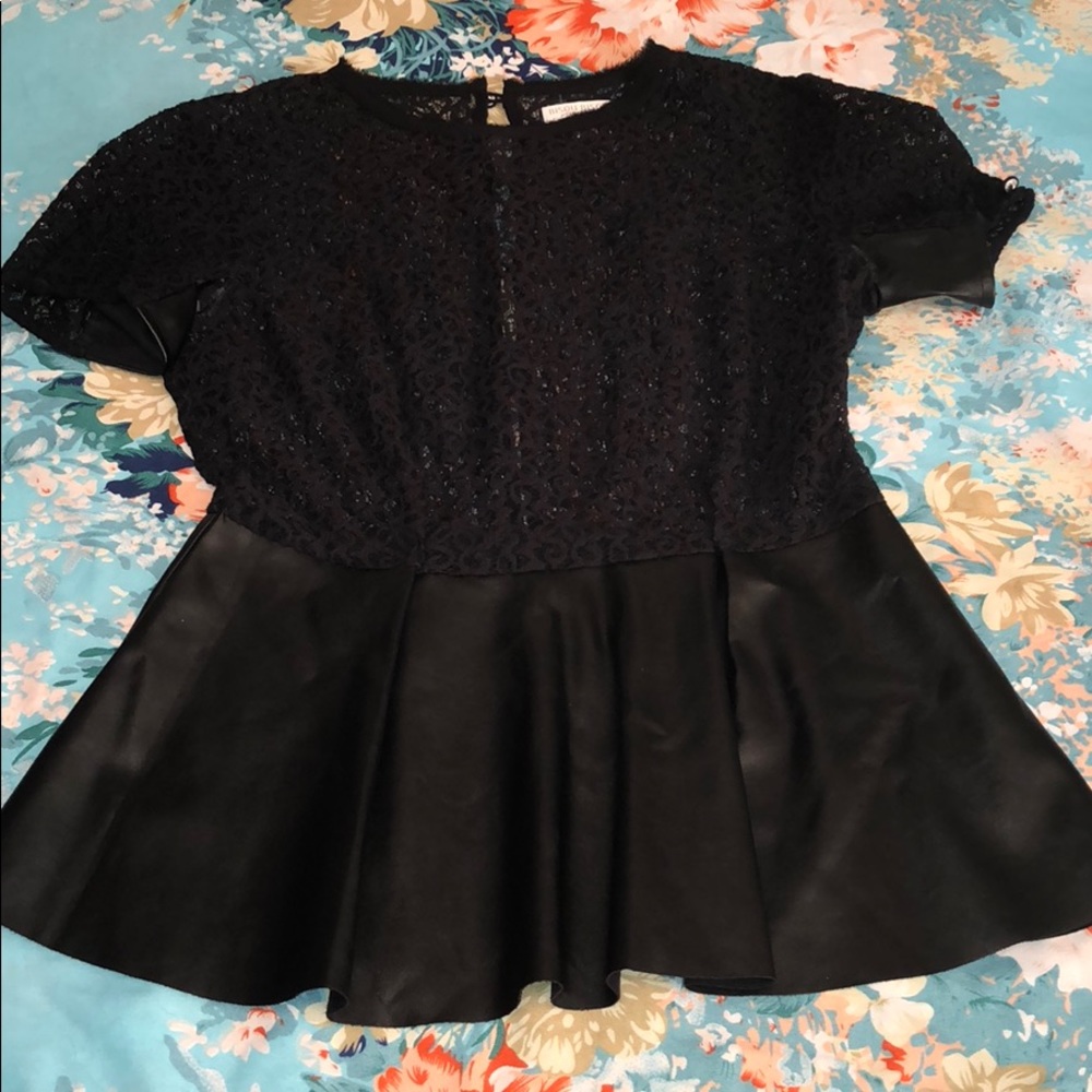 Black, lace peplum shirt
